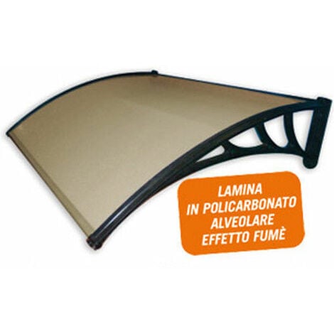 Pensilina tetto tettoia in abs copertura in policarbonato alveolare fume  120x80