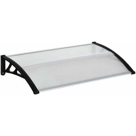 Pensilina Tettoia 110x60x23 cm in Policarbonato e Alluminio Trasparente