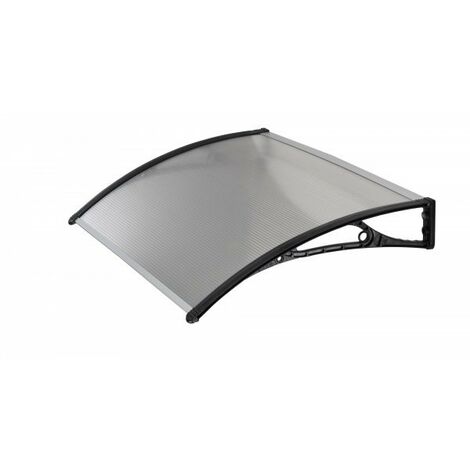 Pensilina tettoia, abs nero, policarbonato alveolare trasparente 120x100cm da esterno Fredi