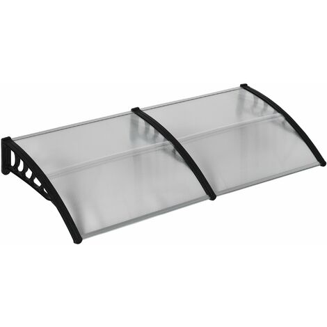 Pensilina Tettoia Moderna 200x96x27 cm in Policarbonato Alluminio e PP Trasparente