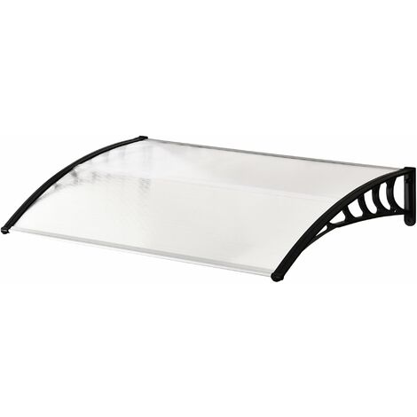 Pensilina Tettoia Moderna 90x150x25 cm in Policarbonato PP e Alluminio Trasparente