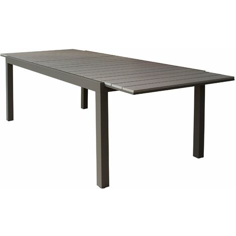 "Pental" ausziehbarer Tisch aus Aluminium und Polywood-Lamellen für den Außenbereich 180/240x100 cm -Taupe / Tisch