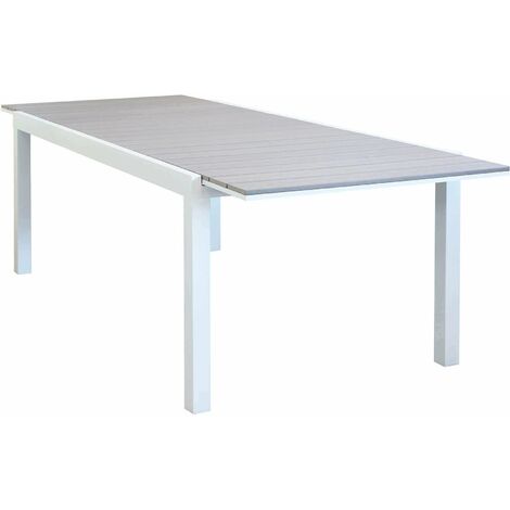 "Pental" ausziehbarer Tisch aus Aluminium und Polywood-Lamellen für den Außenbereich 180/240x100 cm -Weiß / Tisch