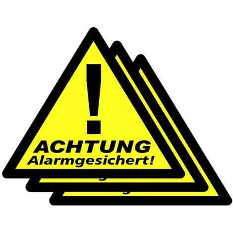 PENTATECH 40201 Warnaufkleber Achtung Alarmgesichert Sprachen Deutsch 3er Set (B x H) 85 mm x 70 mm