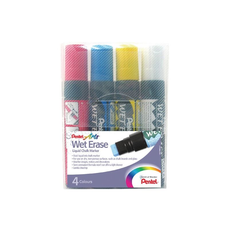 Pentel - SMW56/4-BCGW Jumbo Chalk Marker Chis/Tip Asst (Pack-4)