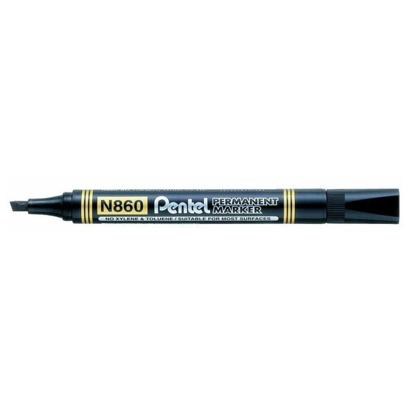 N860 Permanent Marker Chisel Tip 2.5-7mm Line Black (Pack 12) - Black - Pentel