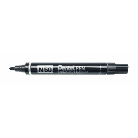 Pentel pen n50-ae marcador permanente cuerpo aluminio negro y punta media conica -12u-