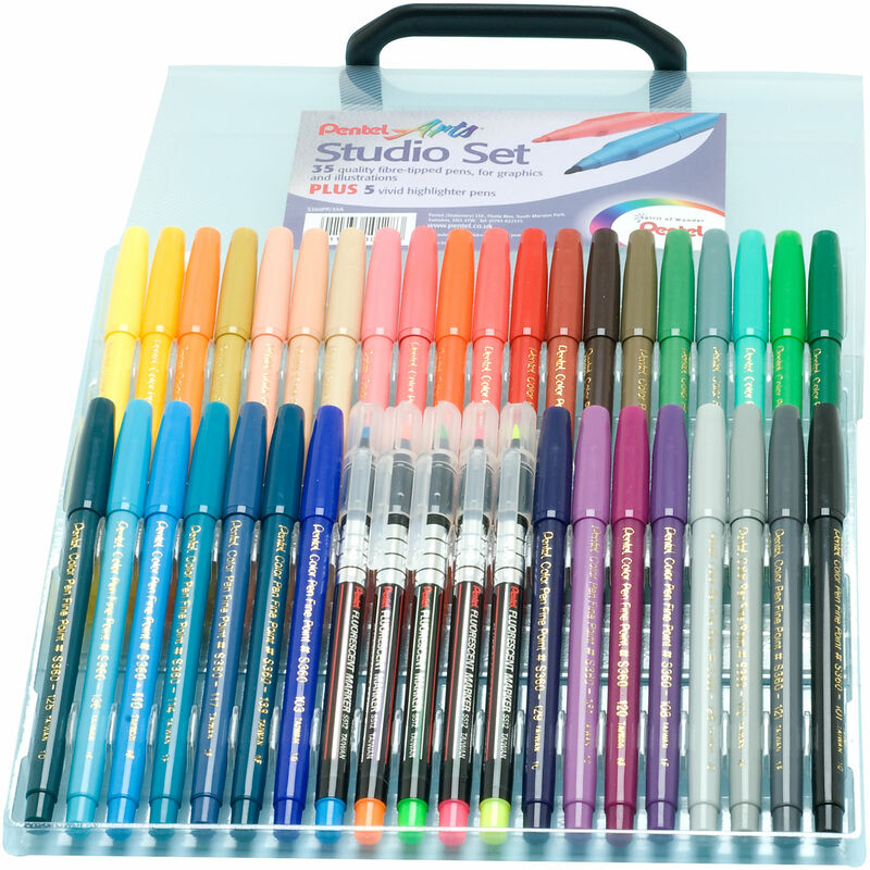 S360PP/35A Studio Set (35 Fibre Pens - 5 Highlighters) - Pentel