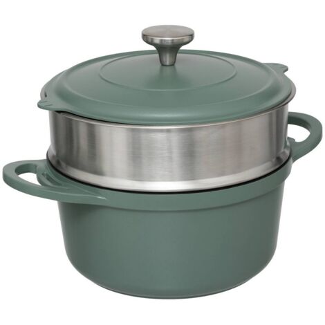 Pentola a vapore D24 cm in fusione di alluminio verde