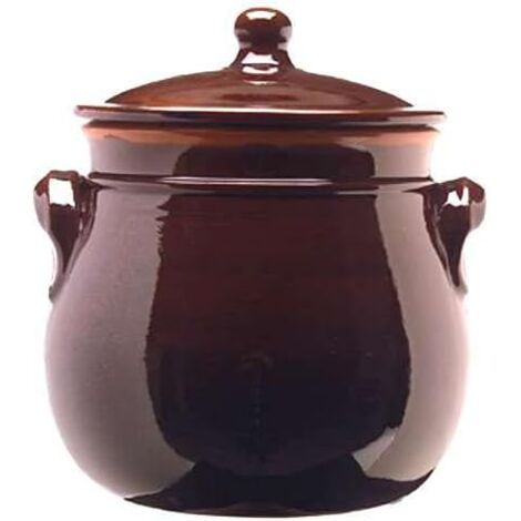 PENTOLA BOMBATA IN TERRACOTTA BRUNELLA CON COPERCHIO COLI - Taglia: 24