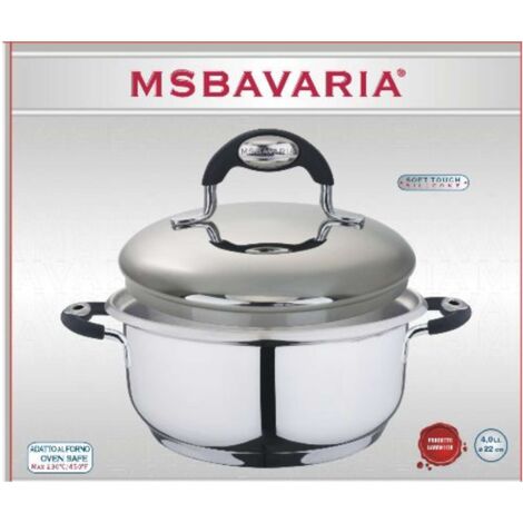 Pentola Casseruola in Acciaio con Coperchio New Bavaria 28 cm