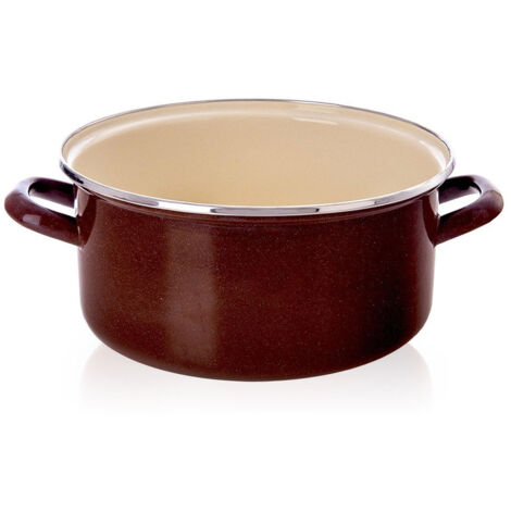 PENTOLA DA CUCINA SMALTATA MARRONE, ADATTA A INDUZIONE E GAS, CAPACITÀ 26 CM 5L
