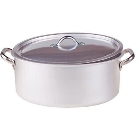Pentola in Alluminio Agnelli Ovale con Coperchio da 30 cm per Famiglia
