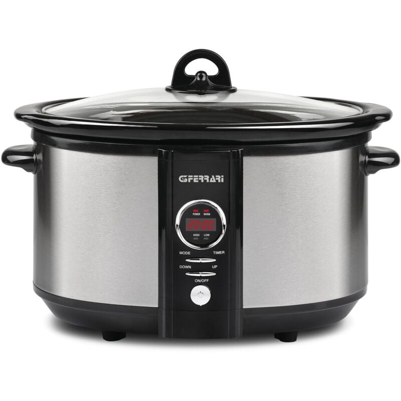 Image of G3 Ferrari - G10062 Pentola Slow Cooker, Grande capacità 6,5 Litri, 320 w, Display Digitale, Timer 20h, Controllo digitale, Corpo Inoix, Ricettario