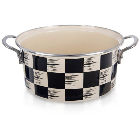 PENTOLA SMALTATA A SCACCHIERA, TRADIZIONALE, A GAS, A INDUZIONE, 22 CM, 3 L