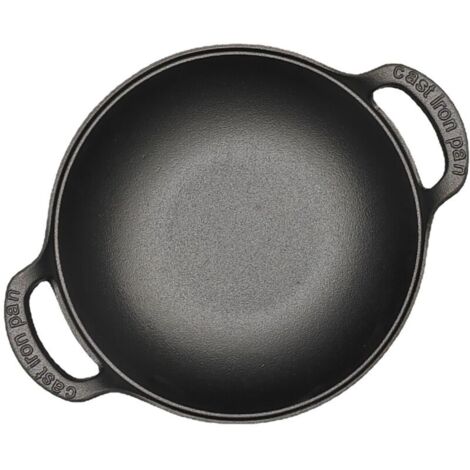 Pentola Yuanbao in ghisa spessa a doppia estremità. Pentola per zuppa. Piccola padella per uso domestico. Padella non rivestita. Padella antiaderente. 30 cm.