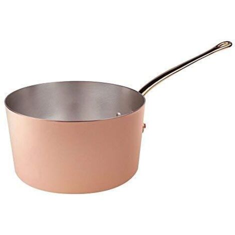 Pentole Agnelli ALCU105F22 Casseruola Alta di Rame Stagnato con 1 Manico, 22 cm