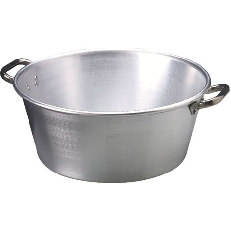 Pentole Agnelli ALMA20236 Linea Alluminio 3mm Bacinella con 2 Manici, 36 cm, Acciaio, Argento