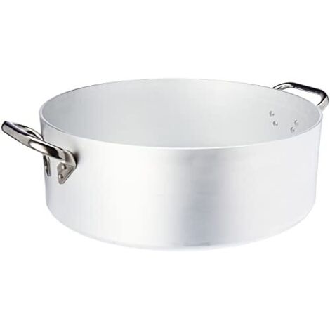 Pentole Agnelli ALMR110650 Casseruola Cilindrica, Bassa con 2 Manici in Acciaio Inossidabile, Argento, 50 cm, 1 Pezzo