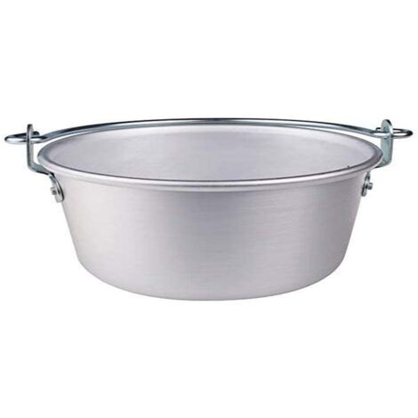 Pentole Agnelli Family Cooking Alluminio Paiolo con Manico ad Arco, Argento, 24 cm