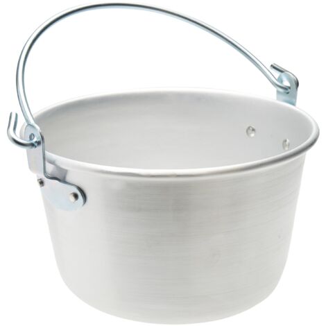 Pentole Agnelli Family Cooking Alluminio Paiolo con Manico ad Arco, Argento, 28 cm
