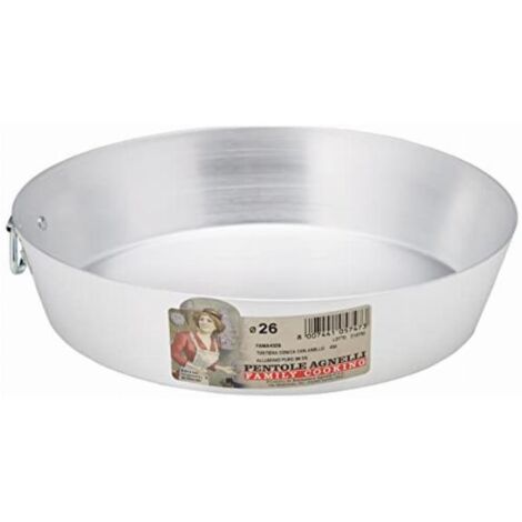 Pentole Agnelli Family Cooking Alluminio Tortiera Conica con Anello, Argento, 26 cm