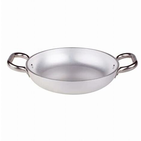Pentole Agnelli Linea Alluminio 5 mm Tegame Radiante con Due Maniglie Inox, Argento, 20 cm