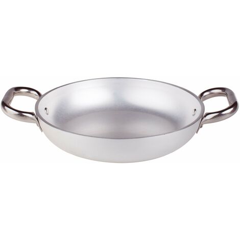 Pentole Agnelli Linea Alluminio 5 mm Tegame Radiante con Due Maniglie Inox, Argento, 24 cm