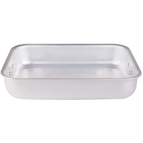 Pentole Agnelli Linea Alluminio Professionale Rostiera Rettangolare, Argento, 30 x 23 cm