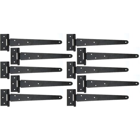 Penture anglaise noire – 294 x 46 mm avec charnière 90 x 40 mm – goupille rivetée pour fixation solide – Marque Alberts