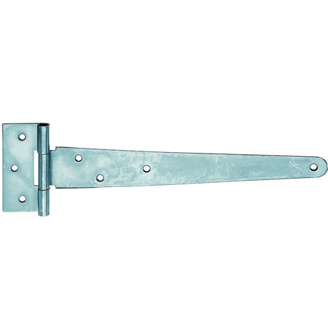 Penture anglaise robuste zinguée – 294 x 46 mm – avec charnière 90 x 40 mm et trous fraisés – qualité Alberts pour portails et portes en bois – Marque Alberts