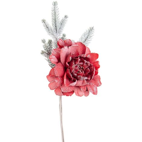 Peonía Lynda Decoración navideña roja h32 cm