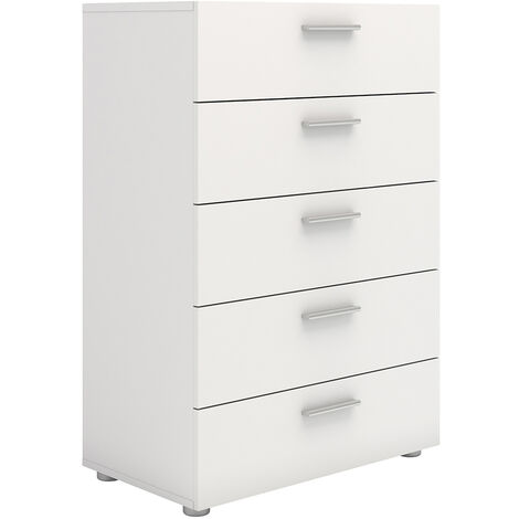 Lovere off-white 5 Drawer Chest chrome cup handle