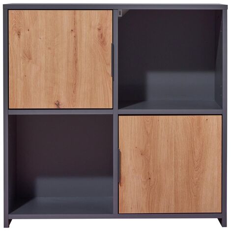 Pepeto Regal 2 Türen, 2 Ablagen grau, Artisan Eiche dekor.