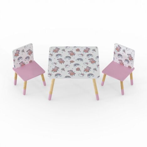 Peppa Pig Kids Table & 2 Chairs Set - Space Saving Play Furniture - Assembly Required