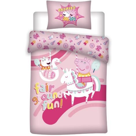 Peppa Pig Kinderbettwäsche – Bettbezug140x200 cm & Kissenbezug 65x65 cm für Kinderzimmer