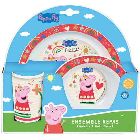 Peppa Pig Rouge Ensemble Repas (Assiette, Bol, Verre)