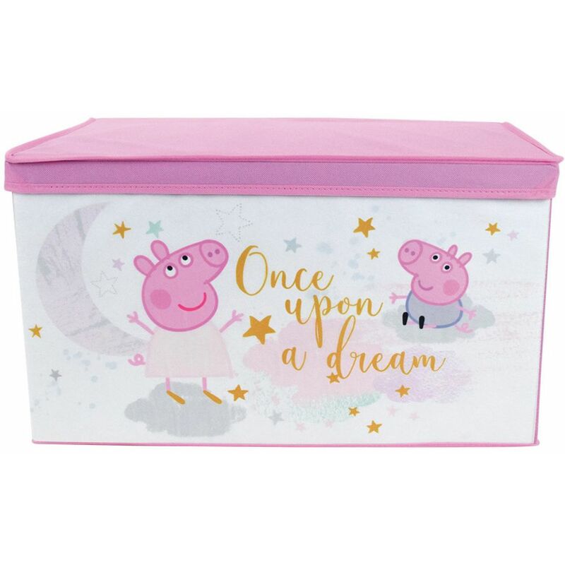 peppa pig - scatola portagiochi in tessuto - rosa