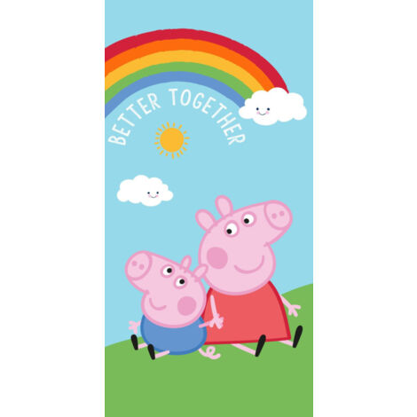 Peppa Pig - Serviette de plage en coton "Arc-En-Ciel"- Multicolore - 70 x 140 cm - Livraison gratuite