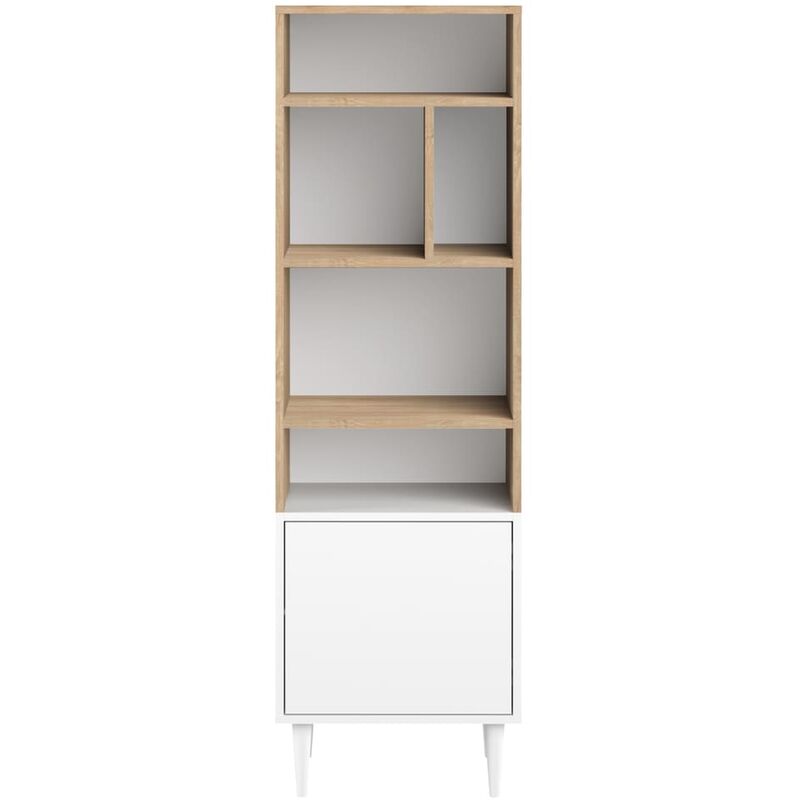 

Temahome - Pequeña librería HORIZON blanco y roble natural, 46.55 x 40 x 153.4 - blanco y roble natural