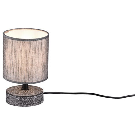 Pequeña Lámpara Moderna Base Cerámica Gris con Pantalla Tela Marie Trio Lighting