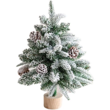 Pequeño árbol de Navidad con forma de piña y bayas nevadas con base de arpillera, árbol de Navidad artificial de mesa para decoración del hogar, mini árbol de Navidad - 45 cm