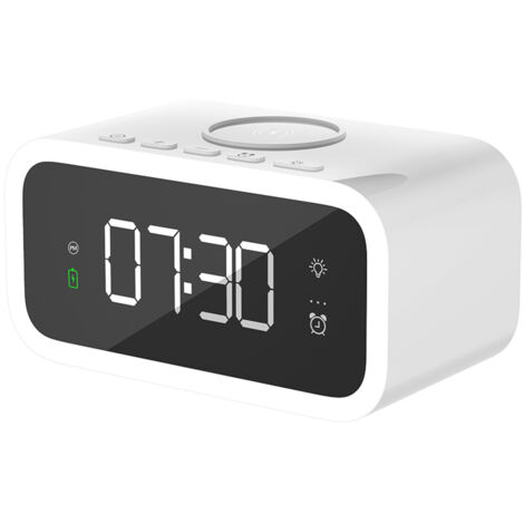 Pequeño reloj despertador inalámbrico con luz nocturna, carga rápida, 3 configuraciones de alarma, brillo ajustable, ideal para decorar el hogar y la oficina.