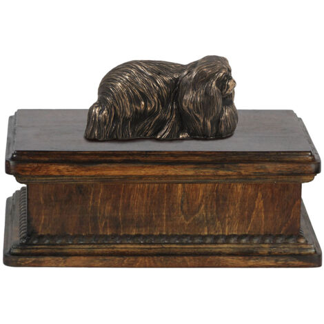 Pequinés - urna para cenizas de perro, urna clásica con estatuilla, urna elegante con perro de Art-Dog