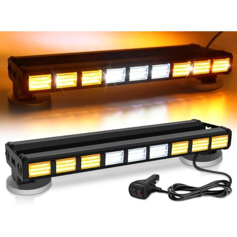 Per barra stroboscopica bilaterale a LED 81W 9COB Rampa LED Faro 9  27 LED Lampeggiante di emergenza 27 modalità per auto, camion, rimorchio, roulotte (ambra/bianco)