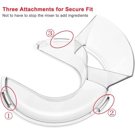 Per ciotole per mescolare KitchenAid in acciaio inox con testa inclinabile da 4,5 litri e 5 litri, con coperchio trasparente antischizzi e coperchio con guida di flusso