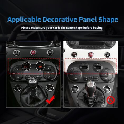 Per Fiat 500 2008-2023 Abarth 595 2012-2023 Pannello di controllo centrale per auto AC in fibra di carbonio rigida Adesivo decorativo Accessori interni Regalo, Nero, Stile B