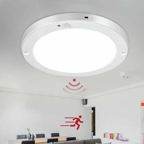 Per plafoniera a LED, plafoniera con sensore di movimento, 18W 1200LM 4000K Bianco, 22 cm, 2 modalità (modalità sempre attiva/modalità sensore), plafoniera a LED per soggiorno, camera da letto, corrid