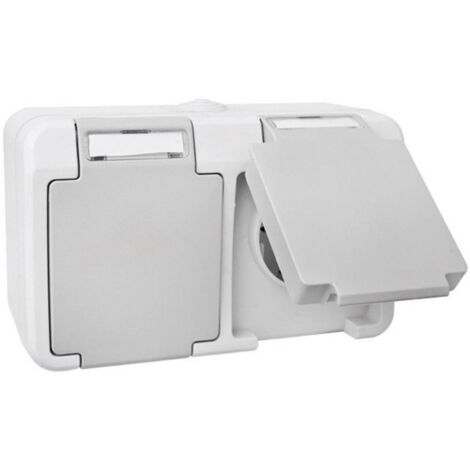 Peranova 102439 Interruttore per ambienti umidi Presa doppia Pera Grigio chiaro, Grigio scuro 1 pz.
