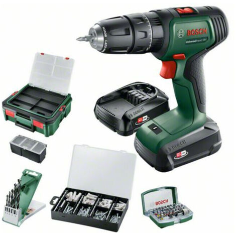 Perceuse 18V (2x1.5Ah) en systembox + accessoires - BOSCH 06039D4107